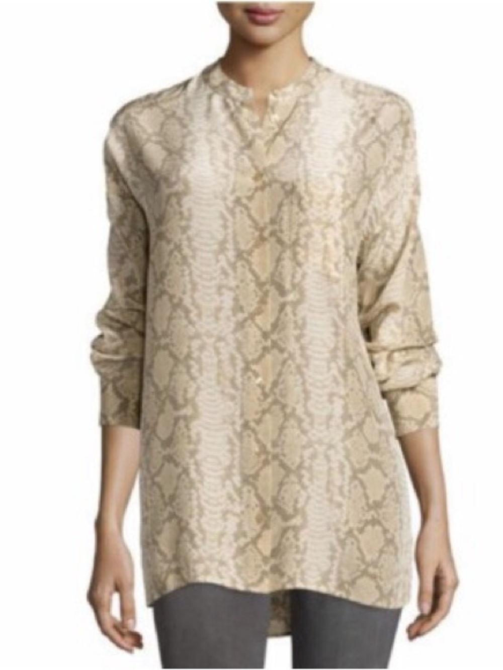 Equipment Femme 100% Silk Snake Print Button Front Tunic Blouse Size M